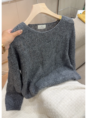 3387【超大麻花宽松针织衫】秋冬慵懒外穿圆领ins百搭毛衣