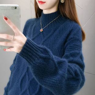 加厚女士针织上衣 秋冬新款 2220 半高领阿兰花毛衣