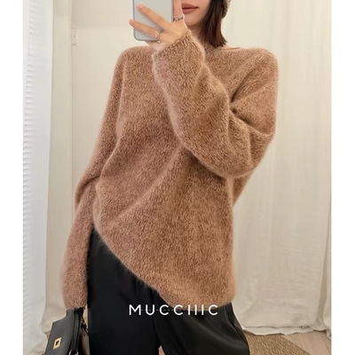 3743【欧货琥珀色花纱毛衣】秋冬新款女士韩版针织衫气质上衣