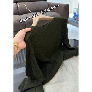 3950【软糯肌理感荷茎绿】秋季新款女士薄款针织衫宽松打底衫