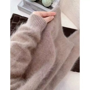 3659【欧货高端驼色大角羊拉绒】秋冬新款毛衣女士上衣