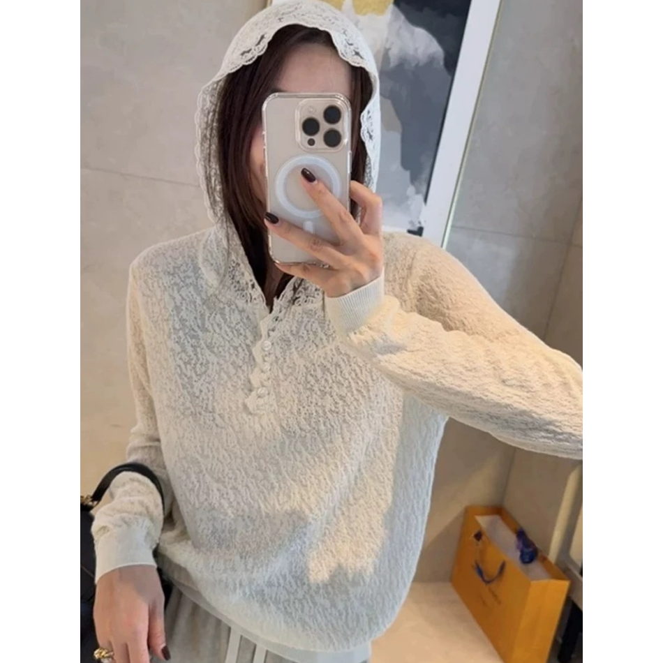 3017【优雅浮雕花边帽衫】春季新款女士针织衫宽松外穿带帽毛衣,女装/女士精品,毛衣,淘宝优惠券,粉丝福利购,淘宝优惠卷