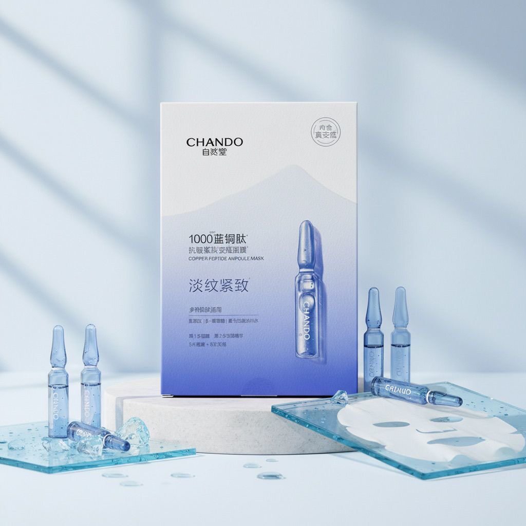 CHANDO自然堂蓝铜肽安瓶面膜保湿补水抗皱紧致淡纹提亮改善皮肤