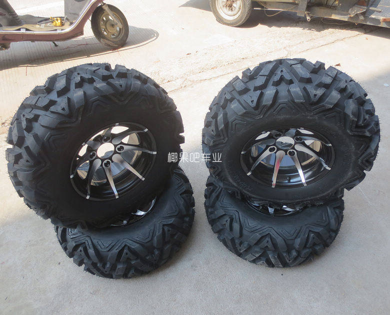 卡丁车配件 大公牛大悍马沙滩车25X10-12寸A字花轮胎带铝轮毂一套