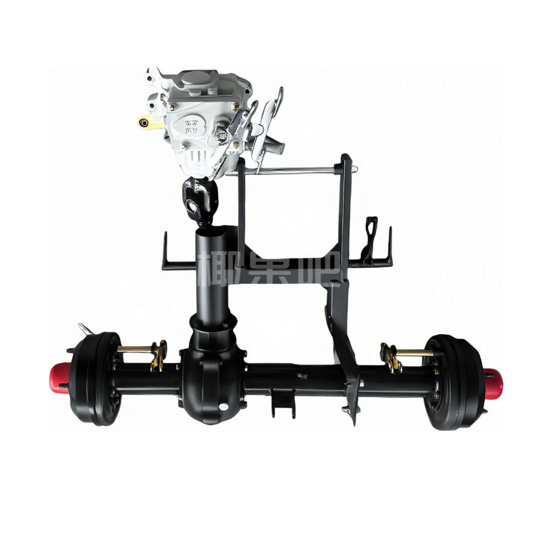 改装三轮摩托车后桥 沙滩车轴传动鼓刹后桥带加力倒档器10寸轮胎