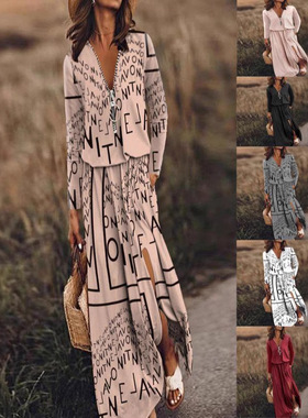 Zip-Front Floral Dress 收腰字母印花裙