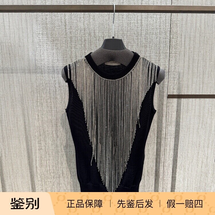意大利正品代购Sportmax 26秋冬SPXCRINE 时尚亮钻装饰无袖针织衫