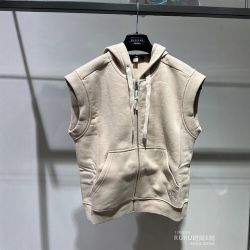 Maxmara拉链休闲百搭连帽马甲