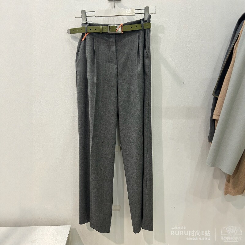 意大利专柜 Max Co 26秋冬 MCOVALZER 女士通勤羊毛混纺直筒长裤
