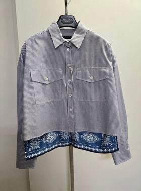 意大利正品代购MaxMara Weekend 25秋冬DORIA 女时尚拼接条纹衬衫