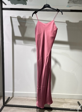 意大利正品代购 iblues 25秋冬DAVOS 女士时尚缎面纯色吊带连衣裙