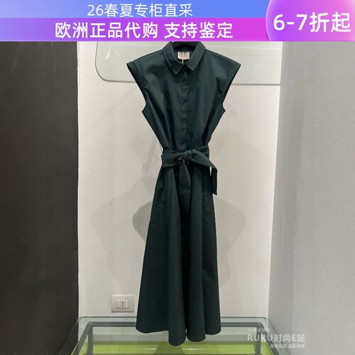 通勤一步裙棉纯色暗扣连衣裙