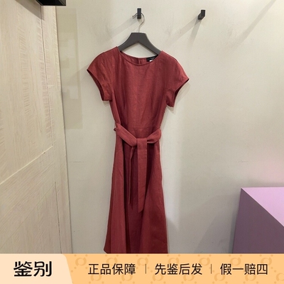 通勤一步裙亚麻纯色连衣裙