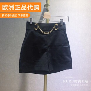 RURU国内现货flavio castellani女士纯色收腰显瘦时尚拉链a字短裤