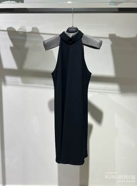 意大利正品代购 iblues 25秋冬FAGUS 女气质露背挂脖式无袖连衣裙