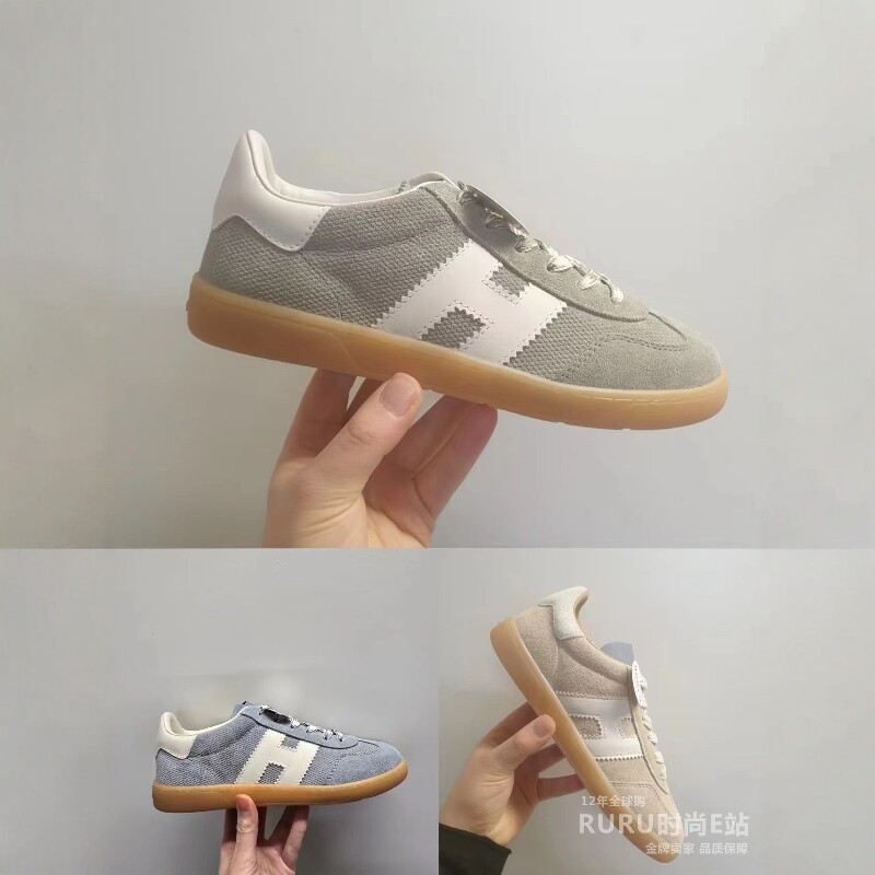 意大利正品代购HOGAN 26春夏COOL系列女士字母平底牛筋底麂皮鞋