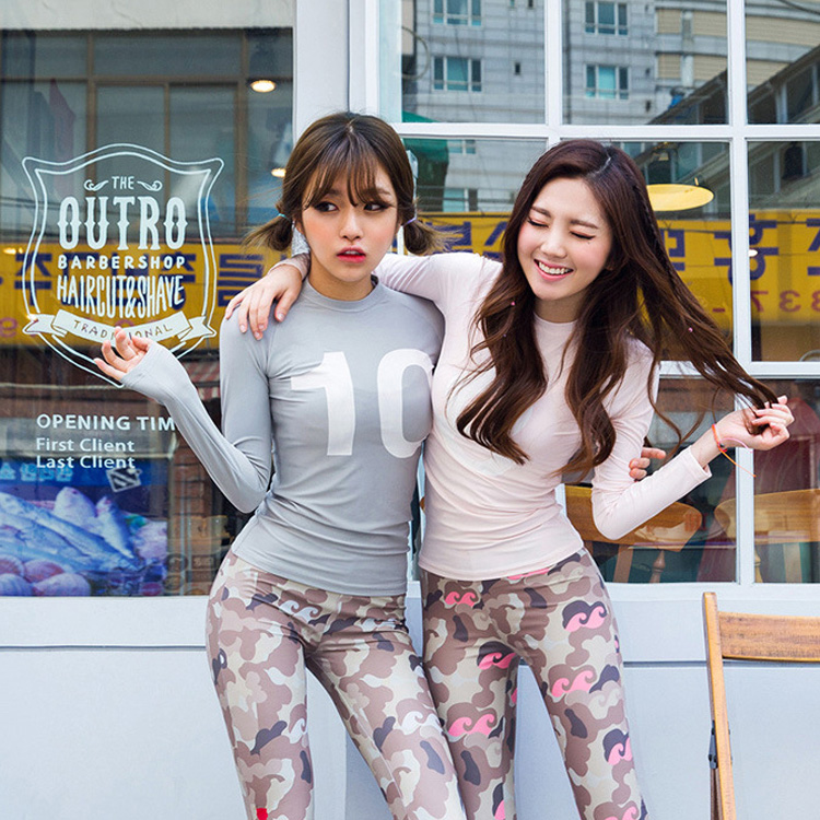 韩国潜水服女分体泳衣长袖防晒卡通水母衣浮潜服显瘦冲浪服游泳衣