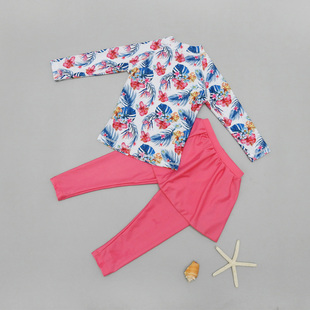 裙式 2020夏季 分体长裤 女童泳衣长袖 防晒宝宝中大儿童泳衣女孩 新款