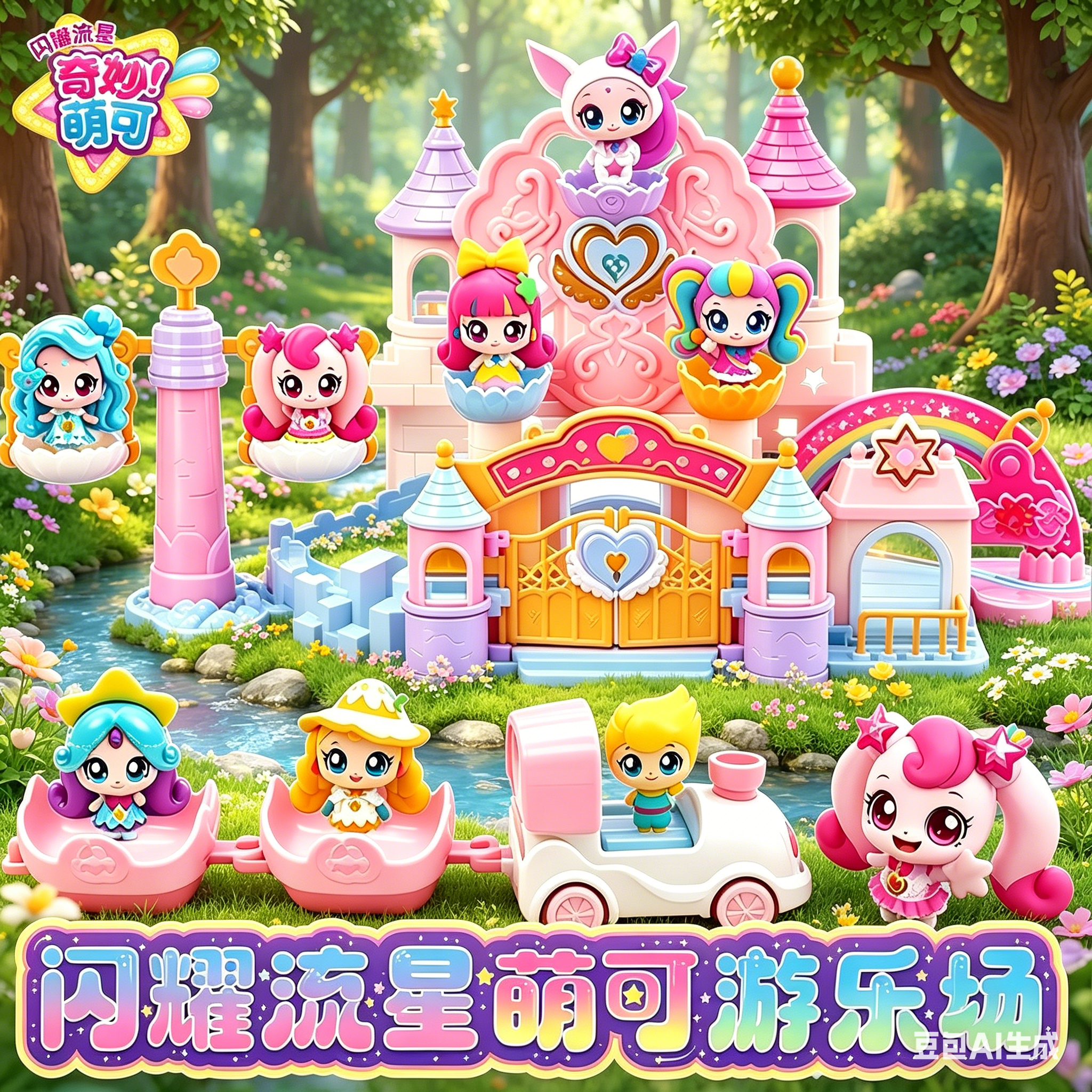奇妙萌可新款闪耀流星萌可游乐场玩具女孩过家家萌可公仔儿童礼物