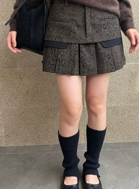 欧洲站2025秋冬新款欧货时尚显瘦半身裙女高腰洋气百褶裙豹纹短裙