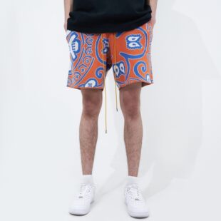 宽松直筒休闲五分裤 百搭腰果花提花针织百搭短裤 男士 Rhude