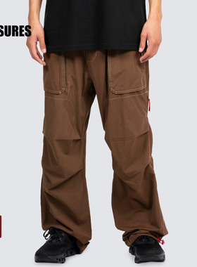 PLEASURES  军事风双层尼龙休闲裤男潮流高街直筒宽松多袋工装裤