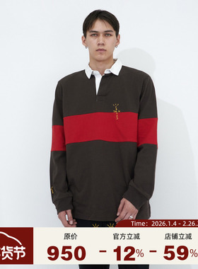 CACTUS JACK TRAVIS SCOTT 联名款男士春季复古拼色Polo衫长袖T恤