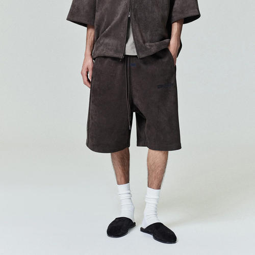 正品Fear of God Essentials 26SS 麂皮质感抽绳五分裤潮流短裤
