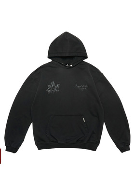 REPRESENT 25FW 手绘纯种赛马印花水洗套头连帽卫衣