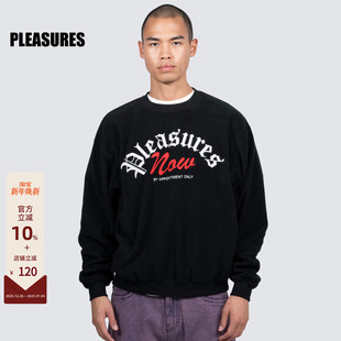 男女同款 PLEASURES 百搭字母LOGO刺绣设计套头线衣毛衣针织衫