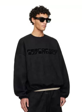 FOG Essentials HOLIDAY 麂皮质感logo印花圆领廓形卫衣