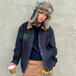 Growth夹克仙人掌撞色拼接logo刺绣复古外套 美国Wild ROUND TWO