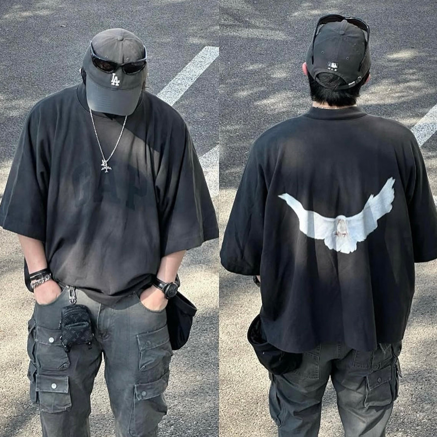 YEEZY x GAP 三方联名 DOVE NO SEAM Kanye同款5分袖鸽子短袖T恤