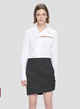 HELIOT EMIL 北欧先锋机能25SS 夏季女士镂空设计感长袖翻领衬衫