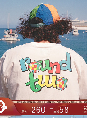 ROUND TWO 美国夏季彩色LOGO印花趣味复古风印花短袖T恤男女同款