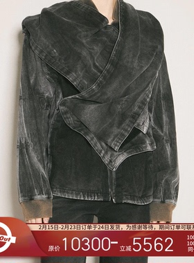 Y/PROJECT  做旧复古磨白设计夹克拼接风帽高街牛仔外套男女同款