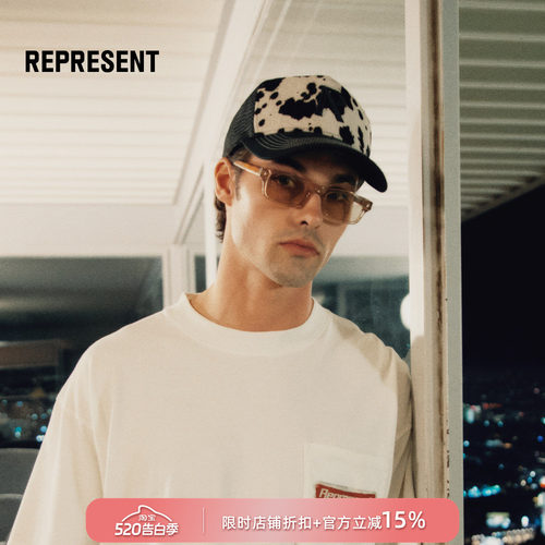 【英国街头】REPRESENT 26SS 复古奶牛纹牛皮“R”标网眼卡车帽