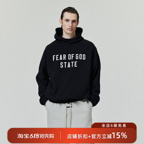 Essentials字母长袖连帽卫衣