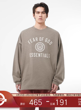 FOG Essentials 24FALL HOLIDAY 撞色弧形小LOGO印花纯棉长袖T恤