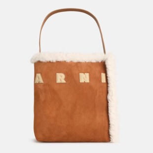 MARNI 意大利品牌 26秋冬新品Museo手工绒面牛皮羊羔毛手提单肩包