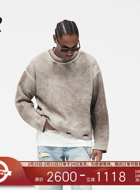 REPRESENT 复古做旧磨损效果渐变羊毛双面穿针织毛衣