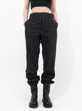 MSGM 秋季日常拼接纯色提花设计百搭街头时尚休闲裤直筒裤长裤