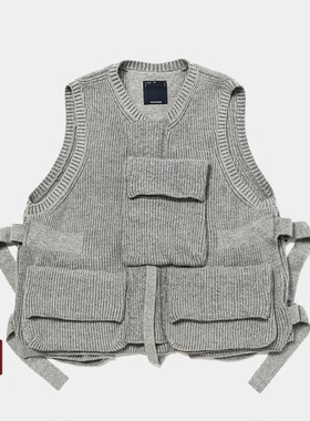 MEANSWHILE  日本户外潮流机能口袋羊毛针织背心马甲男女同款