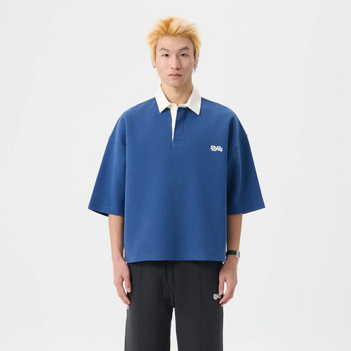 夏季百搭拼色字母印花短袖POLO衫