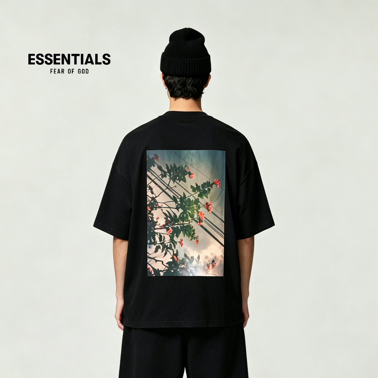 【秒杀】FOG ESSENTIALS潮牌花卉照片印花长袖短袖T恤男女同款