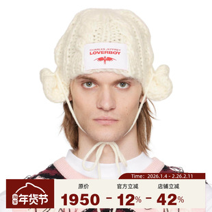 Charles Jeffrey LOVERBOY 25SS 百搭白色翘边毛绒冷帽毛线针织帽