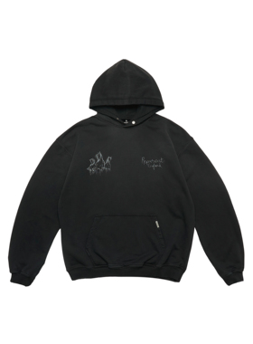 REPRESENT 25FW 手绘纯种赛马印花水洗套头连帽卫衣