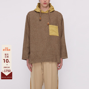 25FW SONG MUTE THE 撞色贴袋木珠抽绳原木风连帽套头外套 FOR