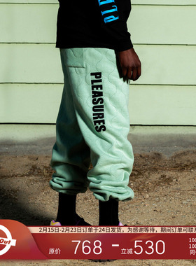PLEASURES  侧面基础字母logo贴布绣卫裤暗纹波浪加绒保暖休闲裤