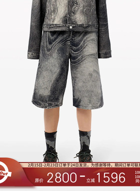 CAMPERLAB 25SS 春夏百搭暗黑系日常扭曲水洗做旧设计牛仔裤短裤